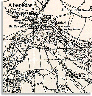 Map o Aberedw yn dangos lleoliad Penygarreg.