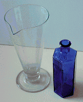 Blue bottle and flask