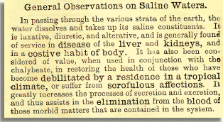 Document describing the healing properties of the Saline waters