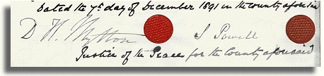 Signature of the Justice of the Peace for Montgomeryshire