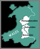 Map o Gymru yn dangos lleoliad Powys