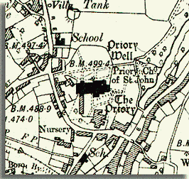 Map of Brecon showing location of cathedral