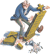 Illustration of Price destroying the grave stones