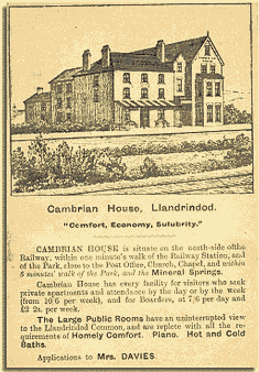 Advert for Cambrian Hotel