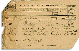 Telegram from Baring, Cheltenham