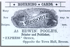 Advert for mourning cards
