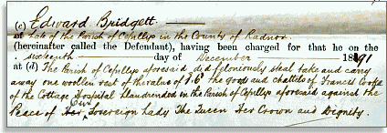 Image of an extract from the Court Minute Book of the Cefnllys Petty Sessions
