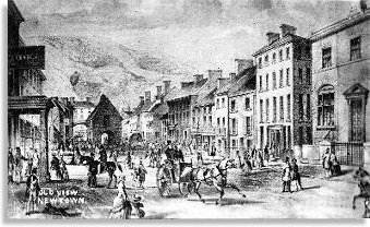 Golygfa o Broad Street, Y Drenewydd, tua 1870