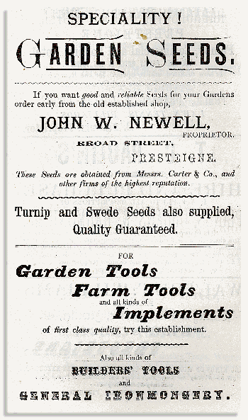Advert for Newell's, Presteigne